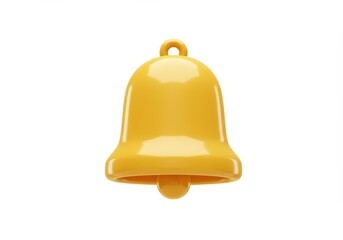 3D Illustration of Shiny yellow bell notification icon isolated on white background