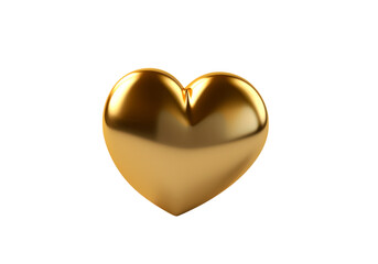 Fototapeta premium Golden heart shape 3d render isolated on a white background, Png Transparent Background