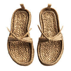 Bohemian Espadrille Sandals with Hand Woven Texture Isolated on Transparent Background