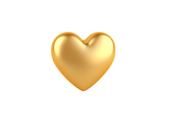 Golden heart shape 3d render isolated on a white background, Png Transparent Background