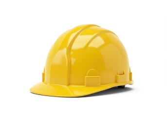 3D Illustration of Yellow construction helmet isolated on white background for safety purposes