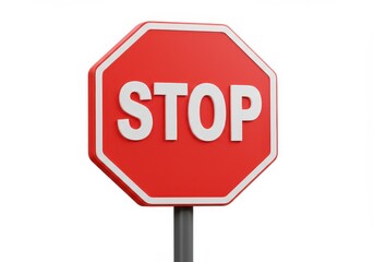 Obraz premium 3D Illustration of Red stop sign with white letters isolated on white background