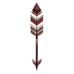 Abstract Arrow with Layered Motifs in Rich Maroon C Isolated on Transparent Background