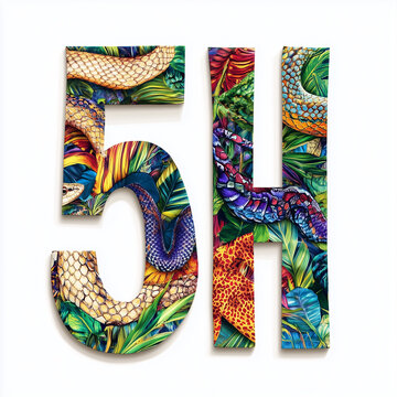 5H logo and icon for sketch pencil with type of snake skin.