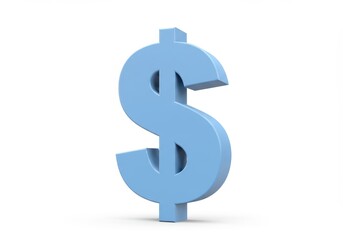 3D Illustration of Light blue dollar sign isolated on white background representing finance