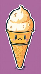 Cute ice cream sticker design