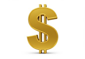 Fototapeta premium 3D Illustration of Golden dollar sign isolated on white background representing wealth