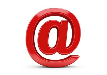 3D Illustration of Red at symbol isolated on white background with glossy finish