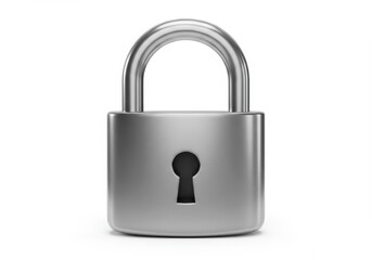 Naklejka premium 3D Illustration of Silver padlock isolated on white background representing security and safety