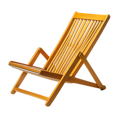 Minimalist Wooden Beach Chair with Compact Fold Isolated on Transparent Background