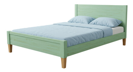 Isolated Green Wooden Bed