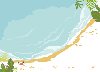 Tropical summer beach background. Beach landscape vector illustration.