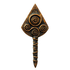 A Bronze Arrow with Celtic Triple Spirals Newgrange Isolated on Transparent Background