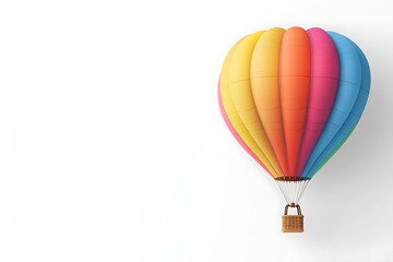 Obraz premium Vibrant Hot Air Balloon Soaring High with Colorful Fabric and Luggage Attachment
