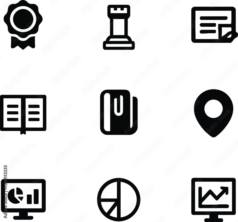 Aufkleber web icon set with symbols for business and internet use