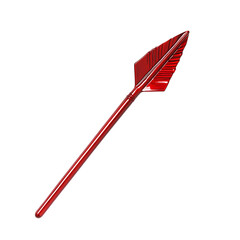Bold Arrow with a Striking Profile in Ruby Red Color Isolated on Transparent Background
