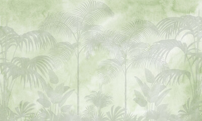 Subtle Watercolor Style Jungle Scene, Minimalist Nature Background Print
