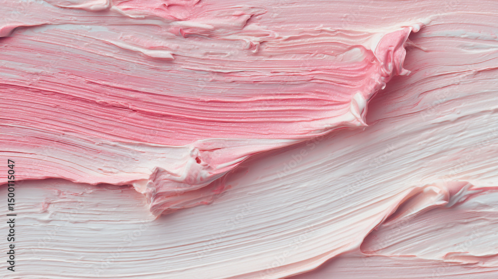 Poster close up of pink and white textured paint strokes creating an abstract artistic background design