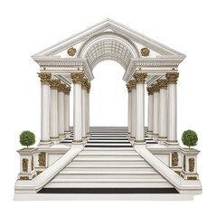Obraz premium Ornate classical architecture with columns and arched doorway, isolated view