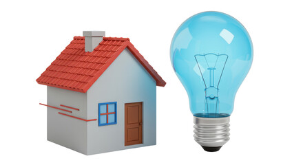 Isolated House and Light Bulb