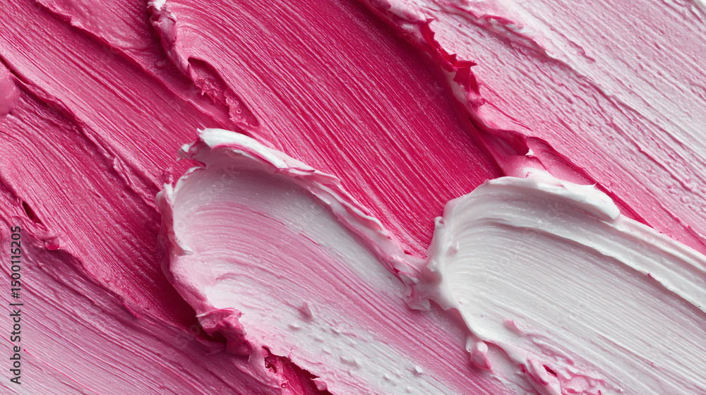 Poster close up of pink and white paint strokes creating an abstract textured background design element
