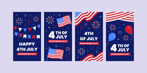 Fourth of July Stories Celebration with USA Flag Background. Perfect for invitations or announcements on social media © abworks