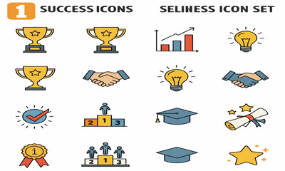 set of icons of success