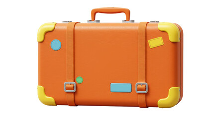 Isolated Vintage Orange Suitcase