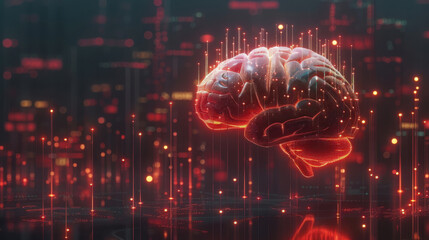 Brain connected to technology.