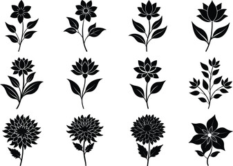 Elegant Tuberose and Floral Vector Silhouette Set – Botanical Flower Bundle.