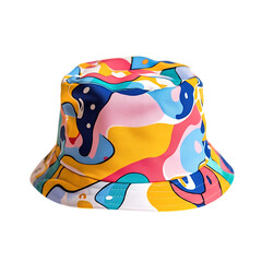 Playful Bucket Hat with a Whimsical Colorful Design Isolated on Transparent Background