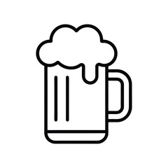 mug of beer outline icon on white background