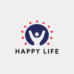 healthy happy life logo design vector