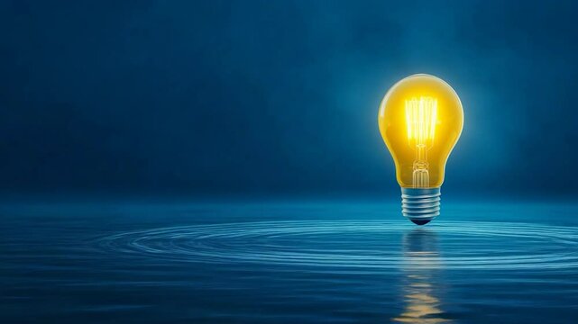 Illuminating Ideas: A Glowing Bulb on Tranquil Waters