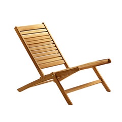Elegant Minimalist Wooden Beach Chair Isolated on Transparent Background