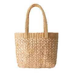 Elegant Straw Tote Bag with Refined Weaving Isolated on Transparent Background