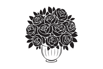 Floral Rose Bouquet Silhouette Clipart for Crafting and Decoration