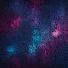 Futuristic mosaic in blue, violet, and fuchsia tones with glowing accents