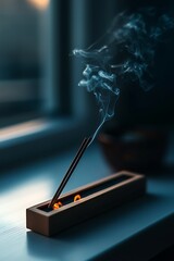 Incense sticks burning in a holder