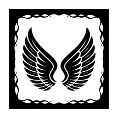 Black Tribal Feather Wings with Artistic Edge