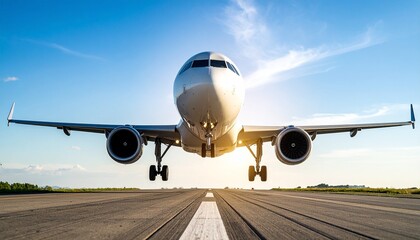 Obraz premium Airplane Taking Off Stunning View of a Passenger Jet on Runway