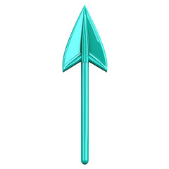 Sleek Arrow with Smooth Contours in Cool Turquoise Isolated on Transparent Background