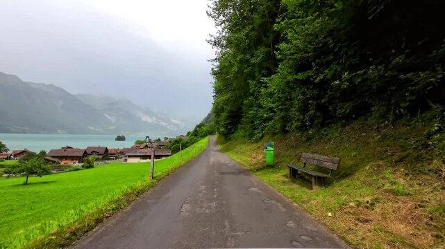 Scenic Drive through Iseltwald Switzerland in 4K - Peaceful Alpine Village Roadtrip