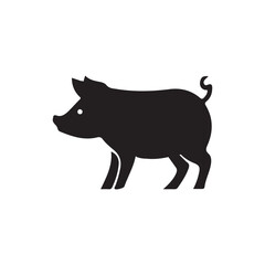 Simple Silhouette of a Pig.A clean, bold silhouette of a pig, perfect for agricultural, farming, or food-related projects.