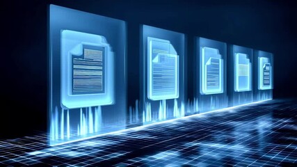 glowing digital document with data process on technology background, AI-powered document management	
 - Powered by Adobe