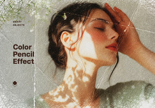 Color Pencil Photo Effect Mockup