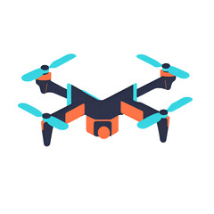 Realistic drone 3D icon in isometric view, modern quadcopter with propellers, high-tech design for aviation, delivery, or surveillance themes. Isolated vector render on transparent background