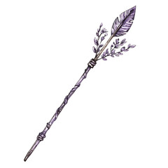 Artistic Arrow with Hand Drawn Details in Lavender Isolated on Transparent Background
