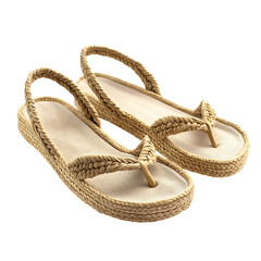 Classic Espadrille Inspired Sandals with a Timeless Rope on the Sole Isolated on Transparent Background