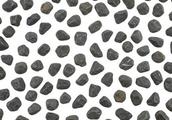 Fototapeta premium Seamless pattern of dark gray pebbles on white background
